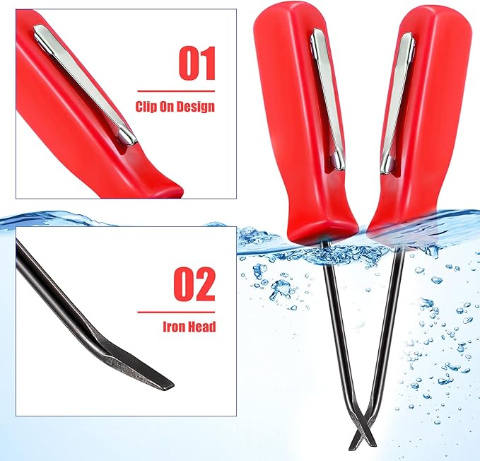 6 Pieces Mini Pocket Pry Bar with Clip Mini Pry Bar Set 4.5 Inch Length for Home Office Car Repair Gadgets Mechanics Electricians Technicians (Red)