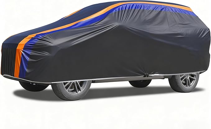 DINGHAO Car Cover Waterproof All Weather with Hot Stitching for Automobiles,6 Layers Outdoor Full Exterior Cover Sun UV Rain Snow Wind Protection Fit for 209"(209 * 75 * 71 inch) SUV