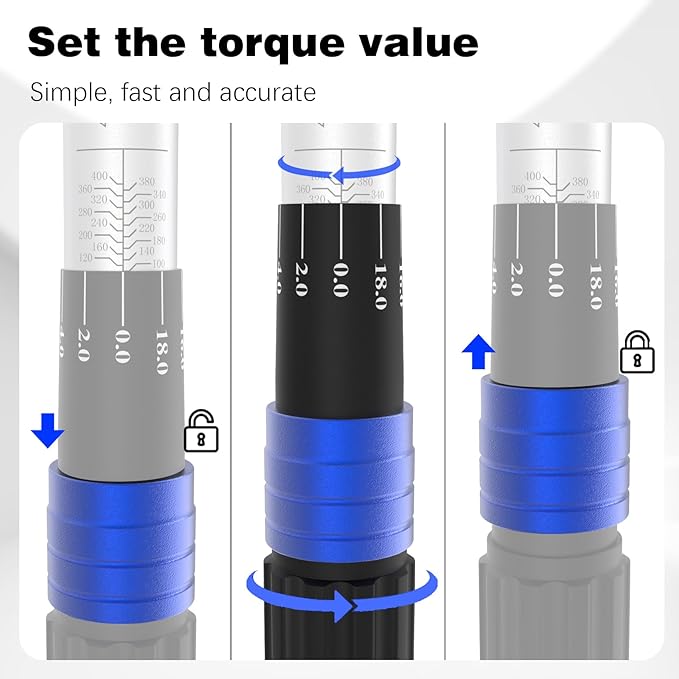 3/4'' inch drive 100-400 ft lb/136-542N.M Torque Wrench/Aluminum Alloy handle & Cr-Mo Material Head, Heavy Duty, Professional,Dual Direction, Store in Solid Case