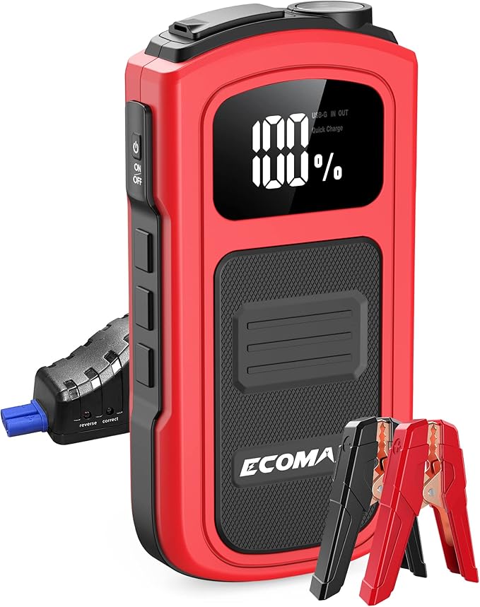 ECOMAX ECA80 Jump Starter, Car Battery Jump Starter, 1500A Peak 15000mAh Portable Car Jump Starter Battery Pack (7L Gas/5L Diesel) with USB/Type-C Quick Charging, LCD Display and LED Light