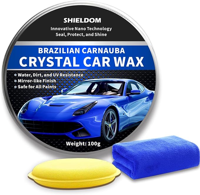 Car Wax Polish Ceramic Coating Carnauba Wax Extra Gloss Paint Sealant Polishing Long Lasting Shine Hydrophobic for Cars, Trucks, SUVs, RVs with Microfiber Towel & Applicator Pad - 3.5oz/100g