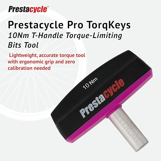 Prestacycle Pro TorqKeys 10Nm T-Handle Torque Limiting Tool – Torque Wrench Bit with Ergonomic Low-Profile Grip, Magnetic 1/4" Hex Bit Retention, Durable Zinc Shaft