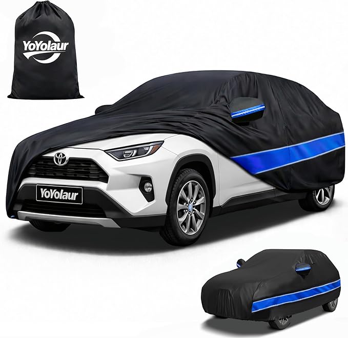 Car Cover Custom Fit Toyota RAV4,10-Layer Car Cover Waterproof All Weather,Full Exterior Cover with Cotton Lining,Sun Rain UV Dust Snow Protection with Door Zipper,Fit for Toyota RAV4 2006-2025