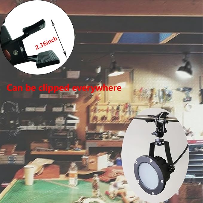 Clip Floodlight 30W LED Work Light IP65 Waterproof 300W Equivalent 11.5ft 3.5m Cord with Plug Lights for Workshop Garage, Construction Site Applicable to Various environments (30W Warm White)