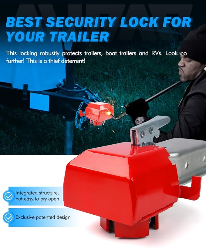 Anti-Theft Trailer Hitch Lock, Heavy-Duty Steel Trailer Lock