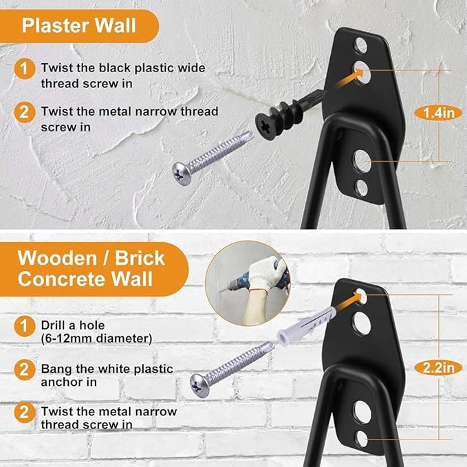 3-H Garage Wall Hooks 10 Pack,Garage Hooks Heavy Duty,Garage Storage Hooks for Hanging and Organizing Garden,Lawn,Yard Tools,Chairs,Ladders,Weed Eater,Shovel,Blower(Orange)