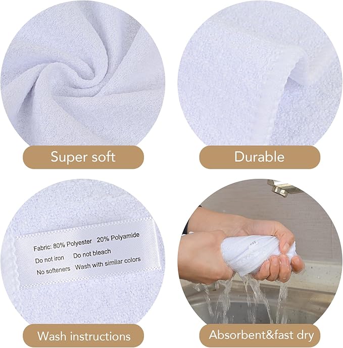 VIVOTE Microfiber Kitchen Towels Waffle Weave Kitchen Dish Towels Super Absorbent Soft Fast Drying Dish Cloths Reusable Cleaning Cloths Kitchen Hand Towels Tea Towels 12Pack White 16 Inch X 24 Inch