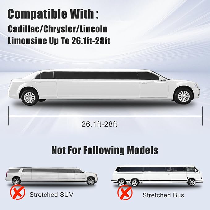 Waterproof Car Cover Compatible with Cadillac/Chrysler/Lincoln Limousine Up to 26-28 ft Car Accessories, Black All Weather Car Covers with Zipper&Lock for Car Dust Snow Rain Hail Protection