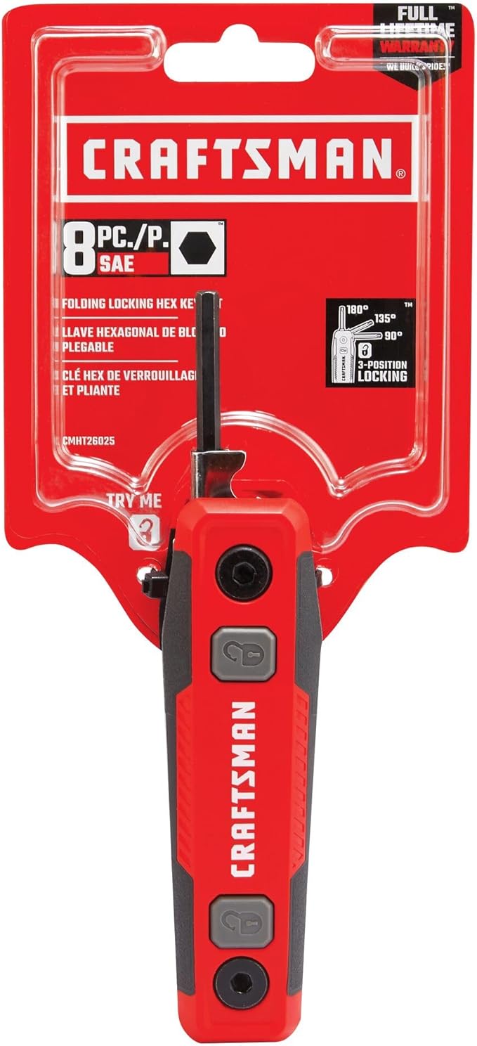 CRAFTSMAN Hex Key Set, SAE, Folding Locking 8 Piece (CMHT26025)