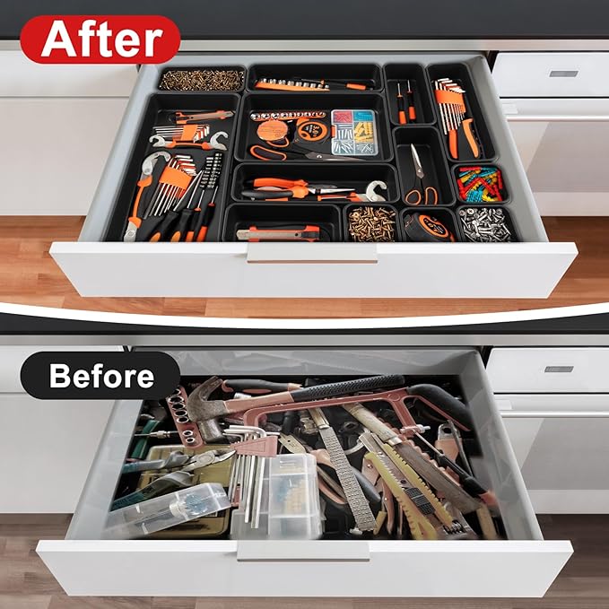 Takytao【48Pcs】【5 Size】Tool Box Organizer, Drawer Tool Organizer Tray Divider Set, Garage Tool and Accessories Storage, Toolbox Organization Storage for Rolling Tool Chest