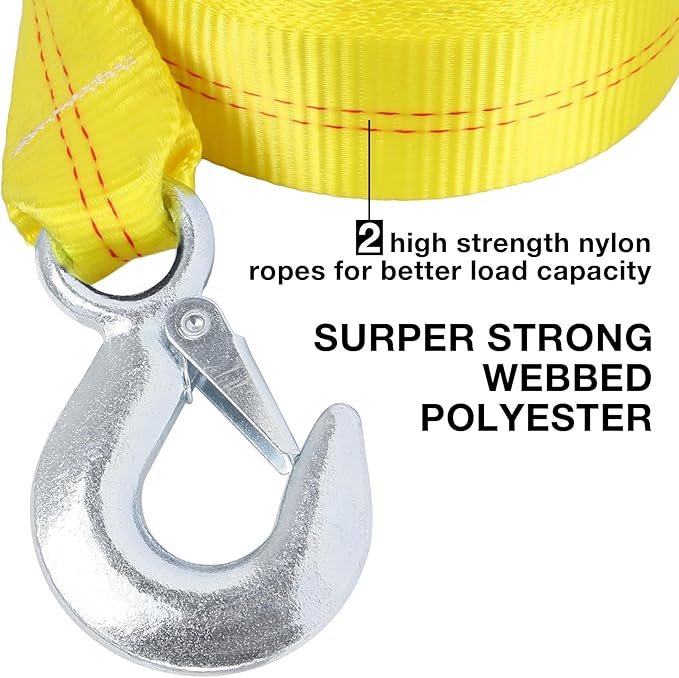 ATV SUV Car Tow Straps with Hooks 15000lb Loop 30 Feet 2" x30' 2 Inch x 30 Ft.Emmergency Recovery Tow Strap Kit Off Road Accessories Auto Tow Rope,Extension Tree Saver Strap for Golf cart,Jeep Truck