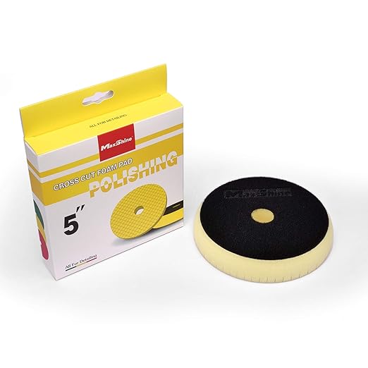 Maxshine 5" Universal Cross Cut Polishing Foam Pad for Polishing – Hook & Loop – Compatible with DA & Rotary Polishers – Cross Cut Design for Heat Management & Compound Efficiency