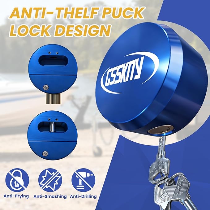 Trailer Hitch Lock 2-5/16 Inch - Heavy Duty Anti-Theft Trailer Coupler Lock & Safety Chains Lock, Pry-Resistant Solid Steel Tongue Lock for RV, Camper, Boat, Truck, Utility, Cargo, Dump Trailer