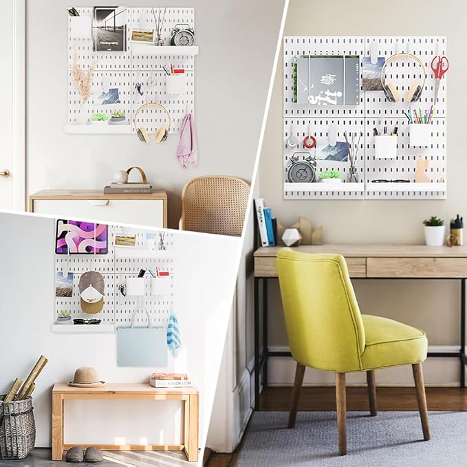 15pcs Pegboard Sets, Peg Board, Pegboard Wall Organizer, Storage System for Workbench, Shop, Shed Modular Peg Board Organizer Board Kit