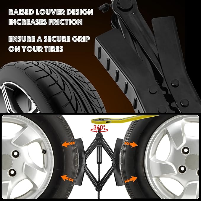Camper RV Wheel Chock Stabilizer, Heavy Duty Tire Locking Chock RV Camper Accessories with Wrench, Anti-Move X Shape Wheel Chocks for Travel Trailers - Pair