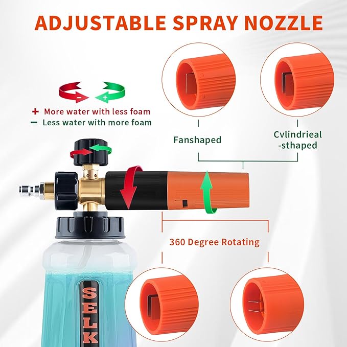 Selkie 5000PSI Pressure Washer Gun with Foam Cannon, Pressure Washer Sprayer Gun with Dual Adjustable Snow Foam Lance with 7pcs Nozzles,1/4" Quick Connector,4350PSI
