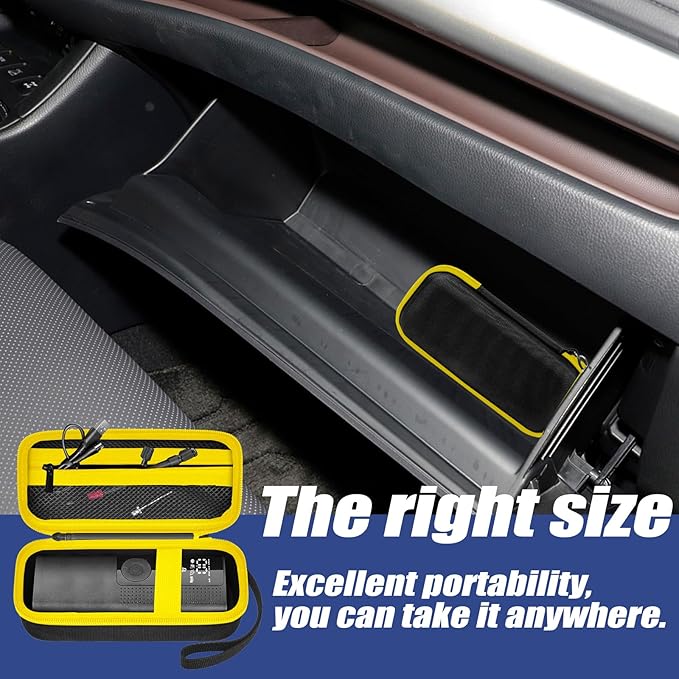 Storage Case Compatible with Portable Air Pump, 120 PSI Air Compressor, Car Tire Inflator Storage Bag for USB Cable, Air House, Connector and Accessories (Box Only)-Black&Yellow