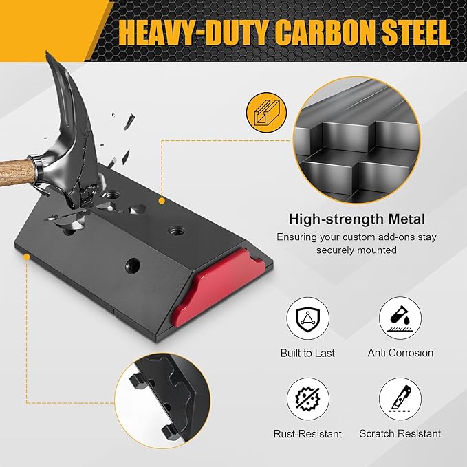 Rail Clip Compatible with ToughBuilt StackTech Tool Box with Rails, DIY Mounting Connector for Custom Tool Holders and Accessories, No-Drill Clip for Side Rail System