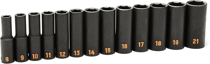 GEARWRENCH 13 Piece 3/8" Drive 6 Point Metric Hi-Viz Deep Impact Socket Set | 84914H