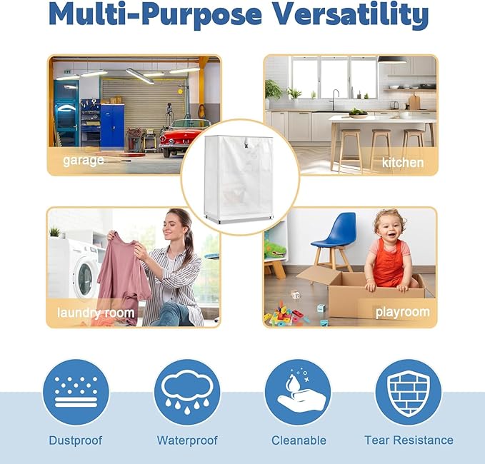 PVC Waterproof 3 Shelf Wire Rack for Wire Shelf Cover - 24" W x 14" D x 30" H - Protects from Dust and Debris - Only Cover (Frosted)