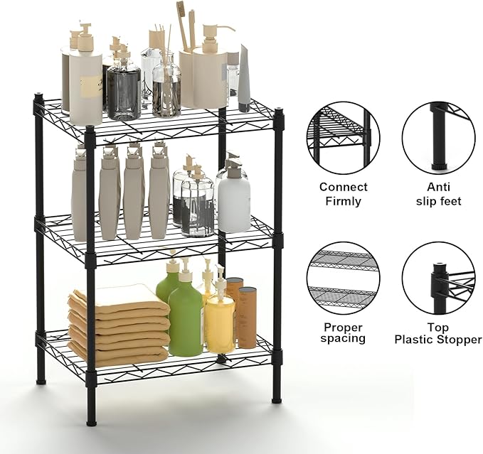KKN Wire Shelving (11.8"" X15.7 X23), Black, ZWJ-03