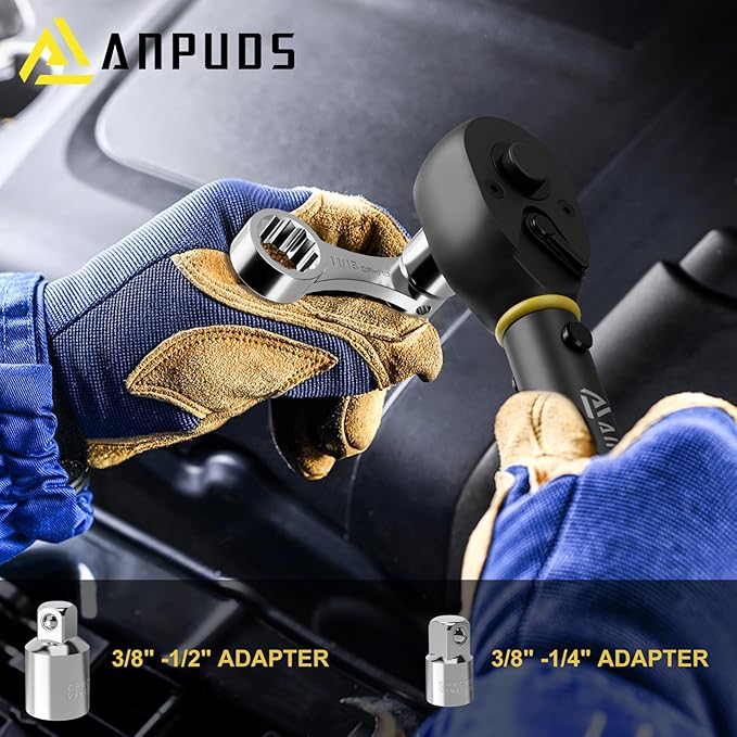 Torque Adapter Set, 12 pcs SAE 12 Point Torque Adapter Extension Set, 3/8" Torque Wrench Adapter with 5/16", 3/8", 7/16", 1/2", 9/16", 5/8", 11/16", 3/4", 13/16", 7/8", 1/2''+1/4'' Adapter