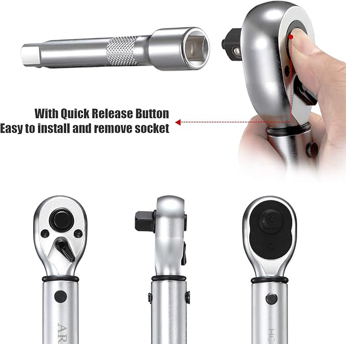 3/8-Inch Drive Click Torque Wrench (10-45 ft.-lb./13.5-61Nm) Dual-Direction Adjustable Torque Wrench Set