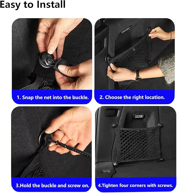 2PACK Small Cargo Nets Elastic Stretchable Pocket Storage Mesh Net Universal Automotive Cargo Netting Storage Pouch with 8Pcs Mounting Screws and Hooks for Car Truck SUV Boats (21.6x9.8 Inch)