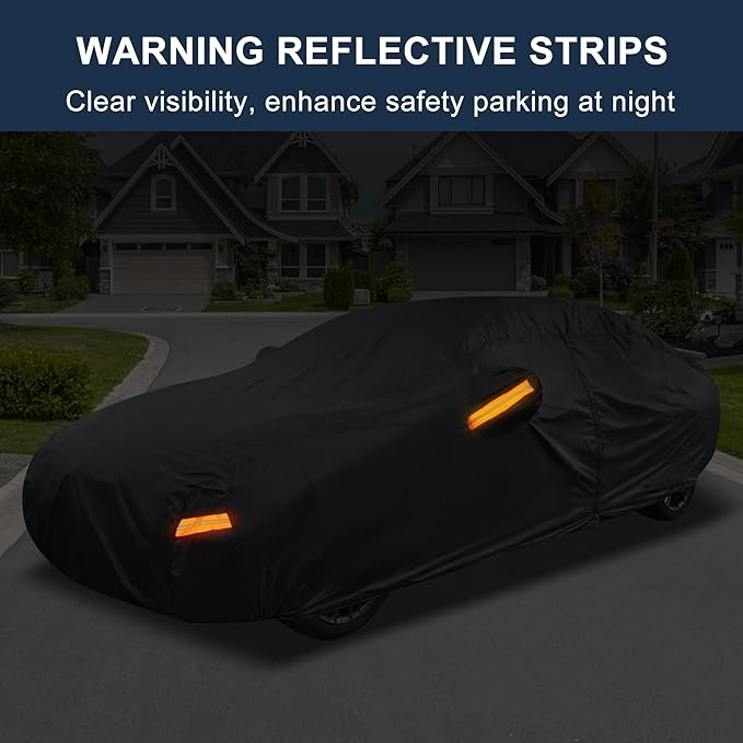 X AUTOHAUX Car Cover for BMW 3 Series 2013-2025 Aluminum Film Outdoor Waterproof Sun Rain Snow Hail Protection with Driver Door Zipper