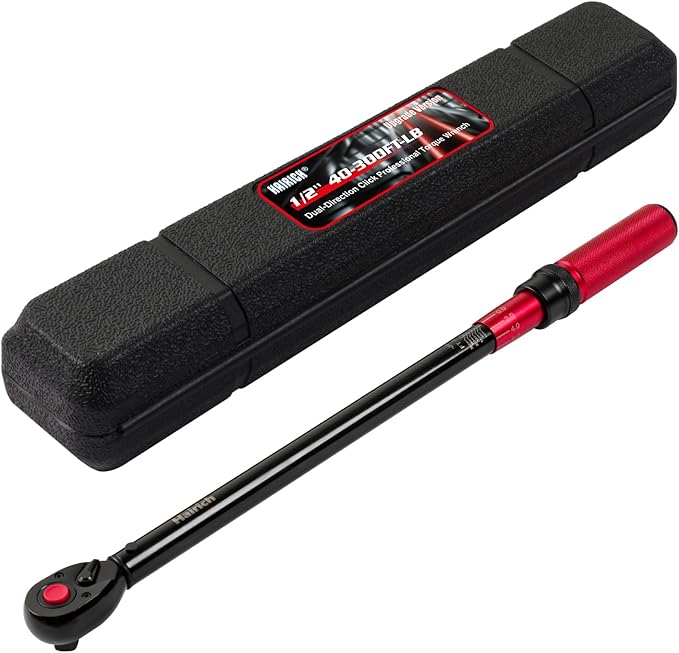 1/2-Inch Drive Click Torque Wrench, Dual-direction 40-300ft.lb/33.9-406.8Nm, 72-tooth Torque Wrench with Dual Range Scales, ±3% High Precision
