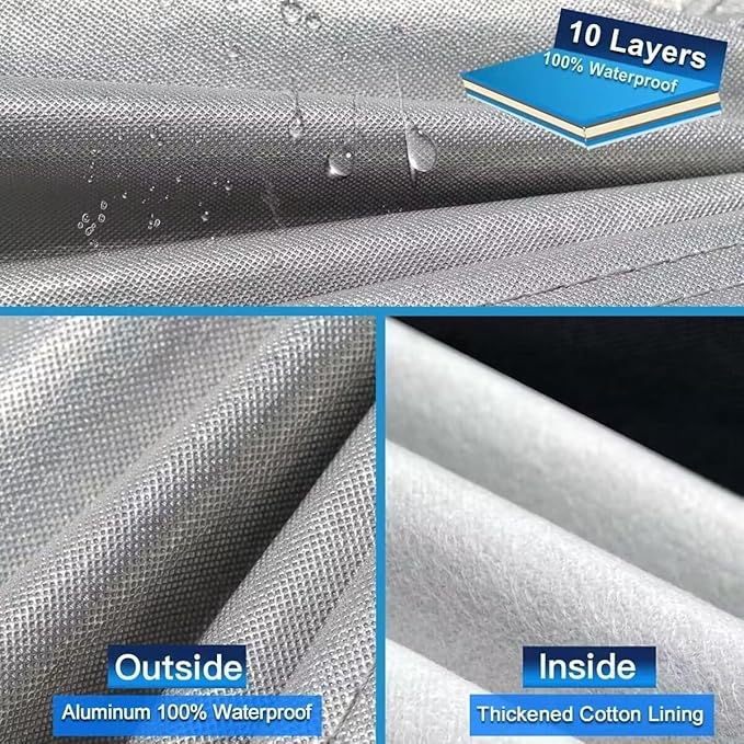 10 Layers SUV Car Cover Custom Fit for Ford Explorer (2006-2025), Waterproof All Weather for Automobiles, Outdoor Full Cover Sun Dust Rain Protection with Cotton. Silver