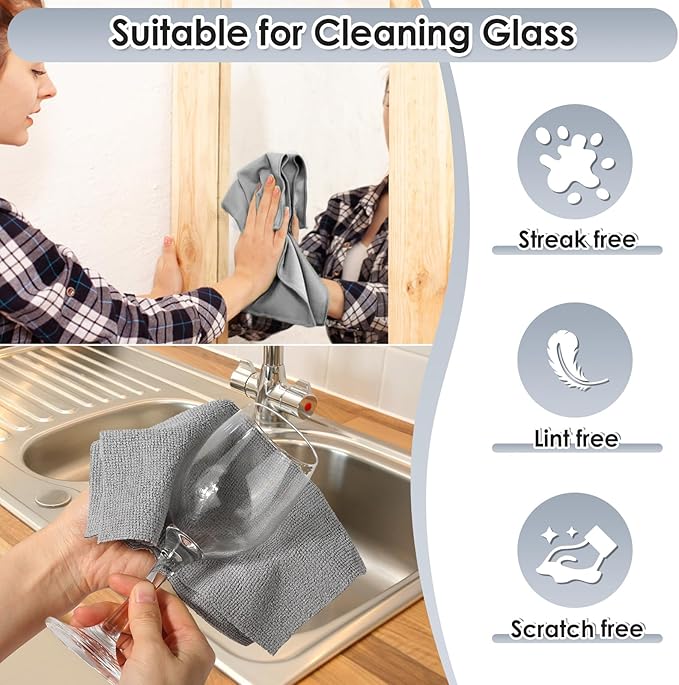 65 Pack of Microfiber Cloths in a Roll, 10" x 10" Reusable Washable Cleaning Rag Tear Away Towels for Auto House Garage Dust Kitchen Bathroom, Lint-Free Not Scratch Cleaning Supplies