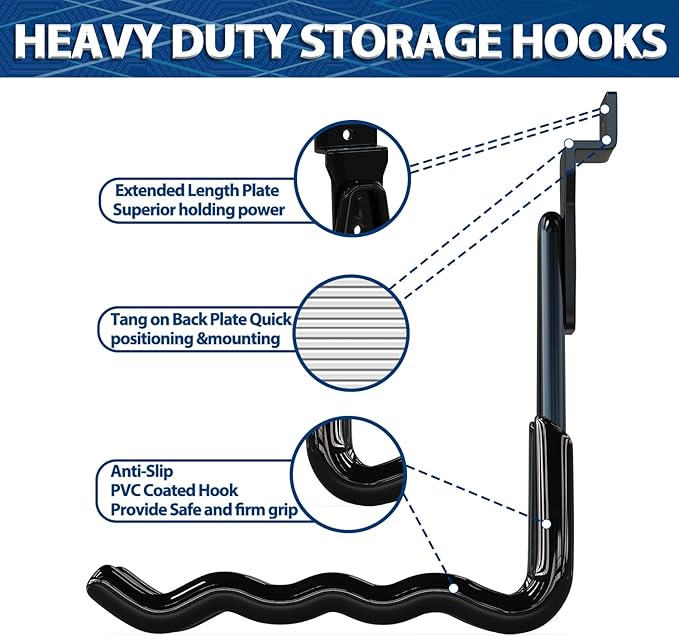 3-H Slatwall Hooks 14 Pack Heavy Duty Multi Sizes, Slatwall Accessories & Hangers Compatible with Proslat Handiwall Crownwall StoreWALL, Garage Slat Wall Hooks for Tools & Daily Items(Black)
