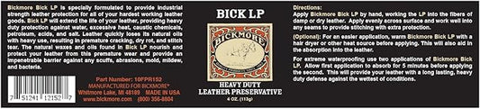 Bickmore Leather Conditioner, Scratch Repair Bick LP 4oz - Heavy Duty LP Leather Preservative | Leather Protector, Softener and Restorer Balm for Dry, Cracked, and Scratched Leather | Made in USA