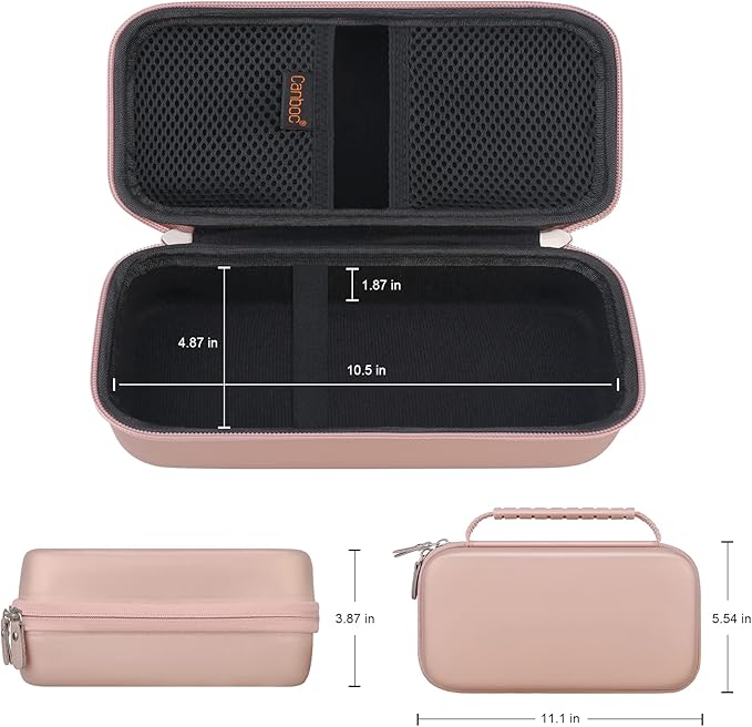 Canboc Hard Carrying Case for Halo Bolt Air 58830 mWh/Halo Bolt Air+ 55500/HALO Bolt Air+ 1750 Portable Car Battery Jump Starter, Mesh Bag fit Jump Cables, AC Outlet, Charger, Rose Gold