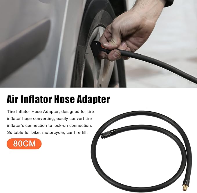 X AUTOHAUX 80cm Threaded Tire Inflator Extension Hose Chuck Adapter Air Pump Tube Tire Valve Connection Pipe for Car Truck Bike MTB Portable Compressor Copper Rubber