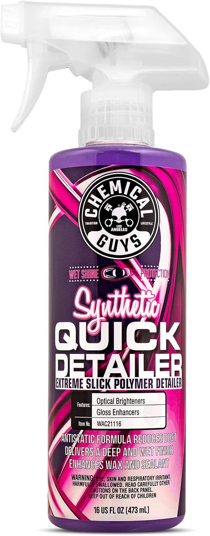 Chemical Guys Synthetic Quick Detailer – High Gloss Quick Detailer Spray, Safe for Cars, Trucks, SUVs, Motorcycles and RVs, Remove Dust, Fingerprints & Smudges, Enhances Shine & Protection, 16 fl oz