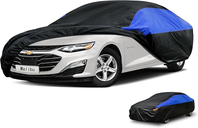 Chevrolet Car Cover Custom Fit Chevrolet Chevy Malibu Waterproof All Weather, Lightweight Full Exterior Cover for Automobiles Outdoor Sun UV Rain Dust Snow Wind Protection.