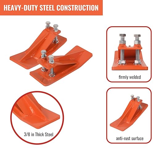 Doppy 2Pcs Tractor Bucket Edge Protector, 3/8'' Thick Snow Skid Tamer, Double Hex Lock Nuts & Bolts Included for Snow Removal, Leaves, Gravel Spreading, Orange