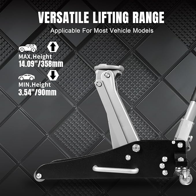 Torin TAM815016L Hydraulic Low Profile Aluminum and Steel Racing Floor Jack with Dual Piston Quick Lift Pump, 1.5 Ton (3,000 lb) Capacity, Black