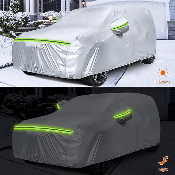 Waterproof Car Covers Replace for 2012-2025 Audi Q3, 6 Layers Silver All Weather Custom-fit Car Cover with Zipper Door & Windproof Bands for Snow Rain Dust Hail Protection