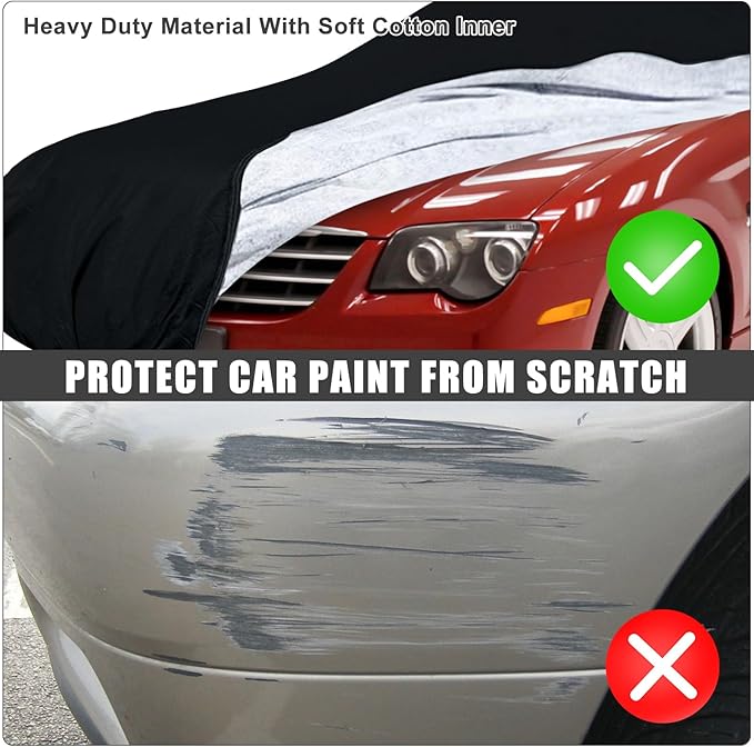 Waterproof Car Cover Compatible with 2004-2008 Chrysler Crossfire Accessories, All Weather Classic Car Covers with Inner Cotton&Zipper Door for Snow Rain Protection
