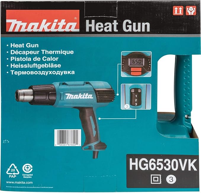 Makita HG6530VK Variable Temperature Heat Gun Kit with LCD Digital Display (Pack of 3)