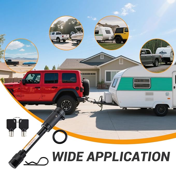 5/8" Trailer Hitch Lock Set with 90mm Span,Trailer Receiver Lock for Class III IV 2"& 2-1/2" 3" Receivers,Tow Hitch Lock with Keys for Trailer, Truck, Car, Boat, 2 Pack