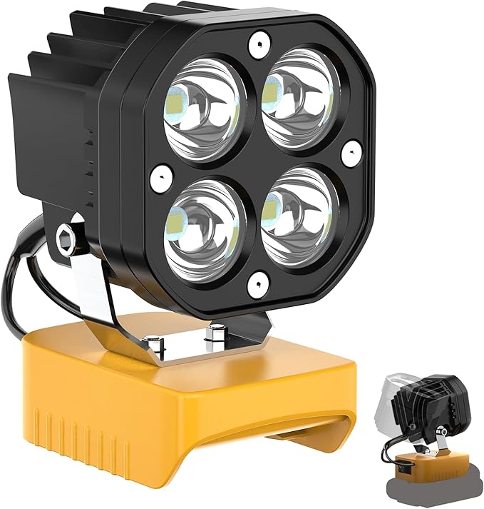 6000LM Work Light Compatible with Dewalt 20V Battery, Portable 40W LED Light with Low Voltage Protection Adjustable 120° Flashlight Gift for Car Repairing, Workshop, Outdoor, Emergency
