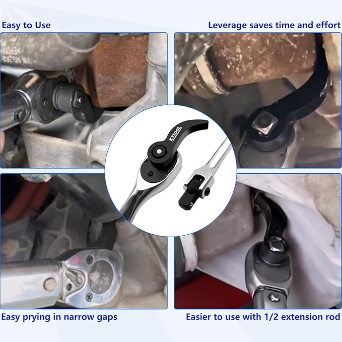 Pry Bar Wrench Adaptor Head, Crowbar Adapter Head Tool, Half Shaft Removal Car Repairing Tools 1/2" Drive