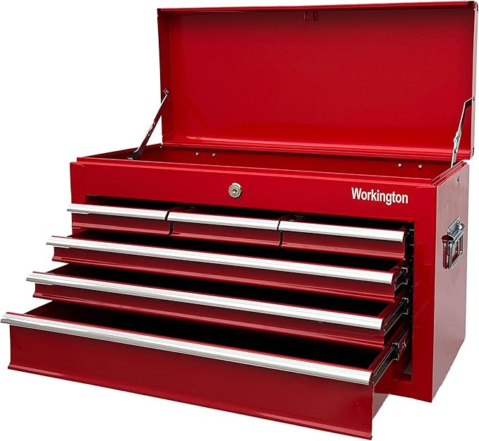 Workington Portable Metal Tool Chest with 6 Drawers, 24" 6-Drawer Tool Chest Cabinet with Ball Bearing Drawer Slides, Steel Tool Storage Box Organizer 4005 Red