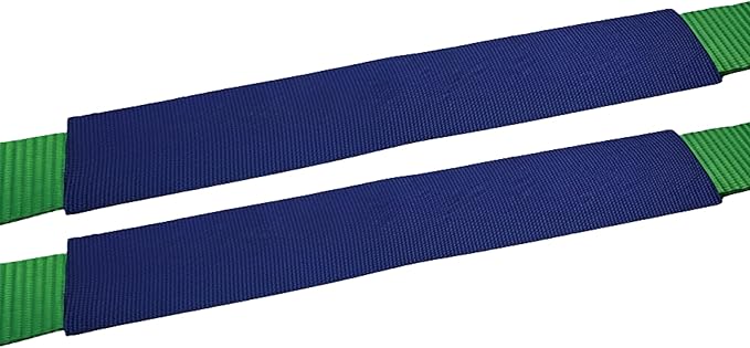 Mega Cargo Control Webbing Protectors for 2" Wide Tie-Downs, Tow Straps, Winch Tie Down System - Blue, 12" Sliding Sleeves (2 Pack)