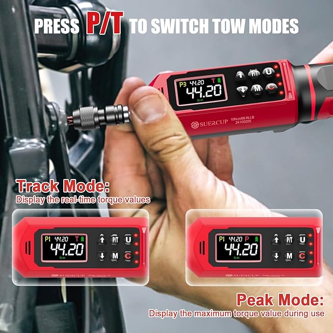1/4”&3/8"&1/2" Digital Torque Wrench Set(0.15-10Nm&0.66-44.29Ft.Lb/0.9-60N.m&3.8-250.8Ft.Lb/5.1-340Nm), with Vibration, Buzzer,LED Notification and Five Units of Measure, for Car,Moto Repair