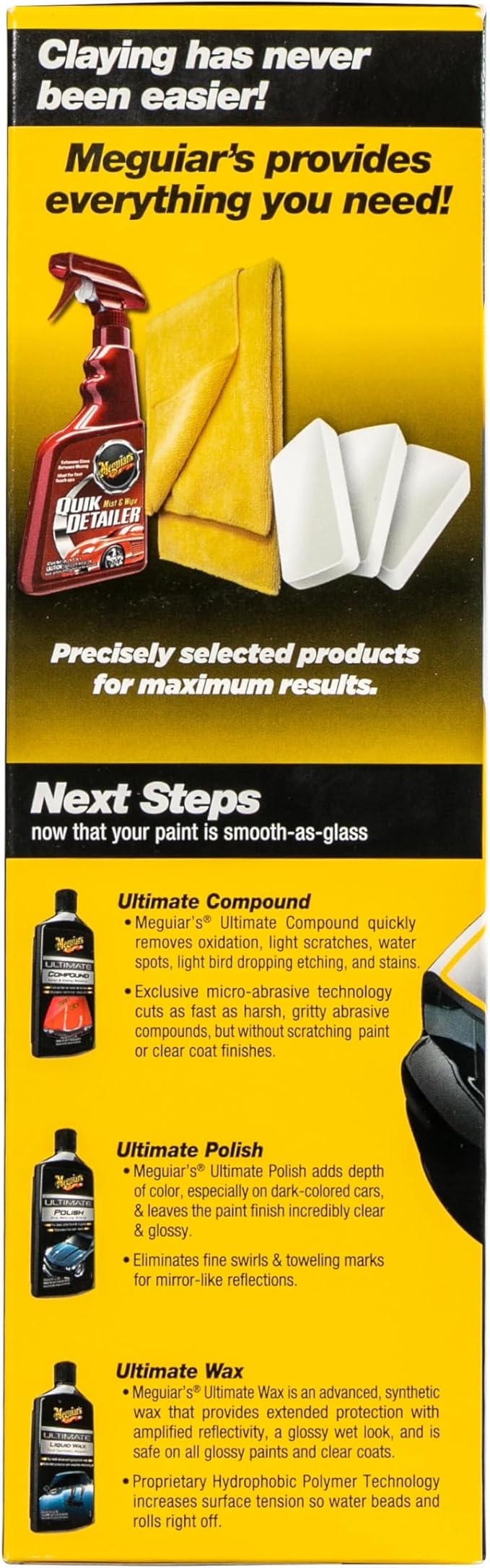 Meguiar's G191700 Smooth Surface Clay Kit, Safe and Easy Car Claying for Smooth as Glass Finish